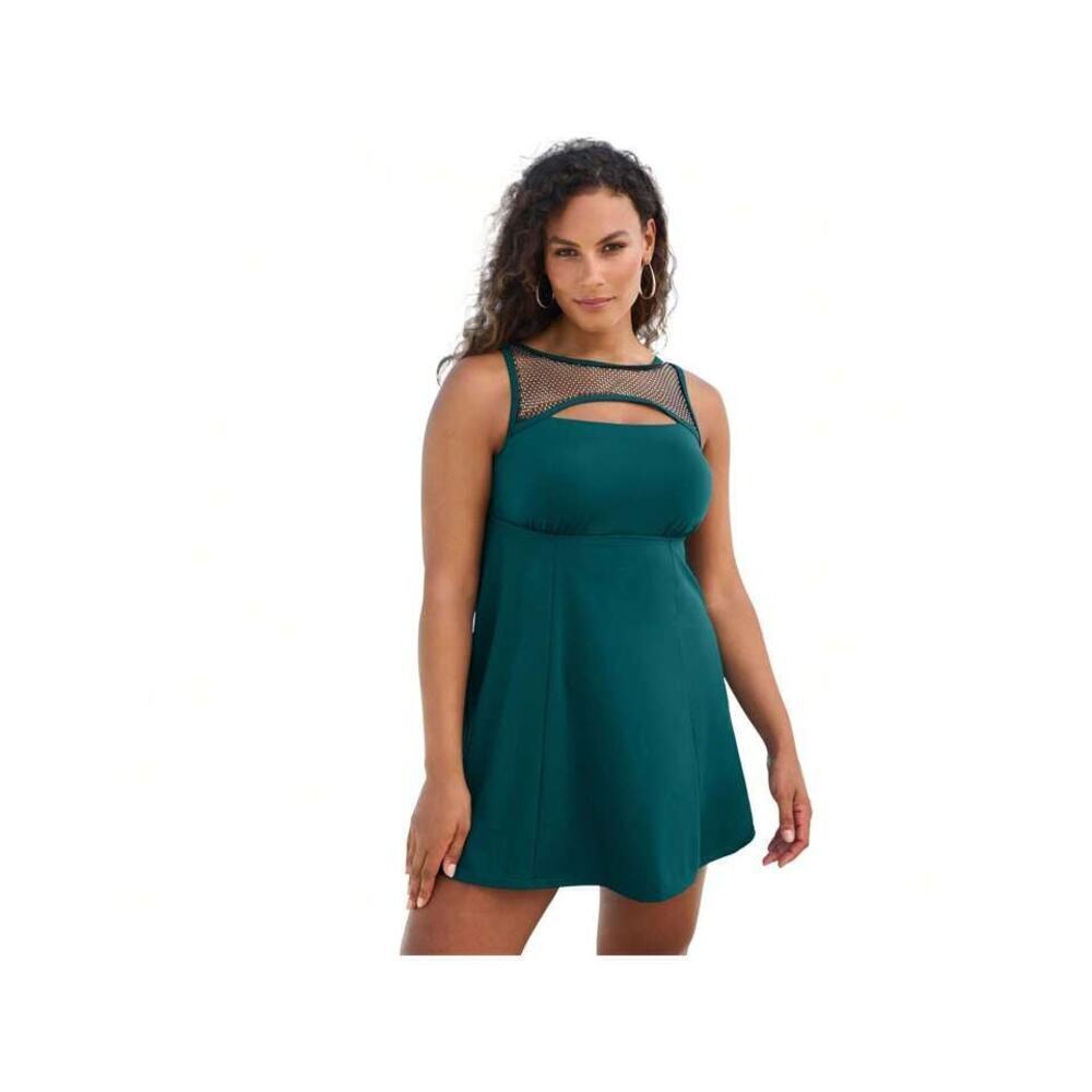 Swim 365 new embellished High-Neck Swim Dress sz 24 W teal SW80